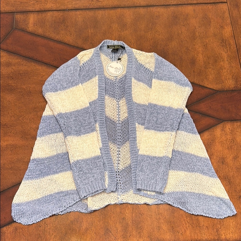 Love Stitch Blue and White Cardigan Sweater